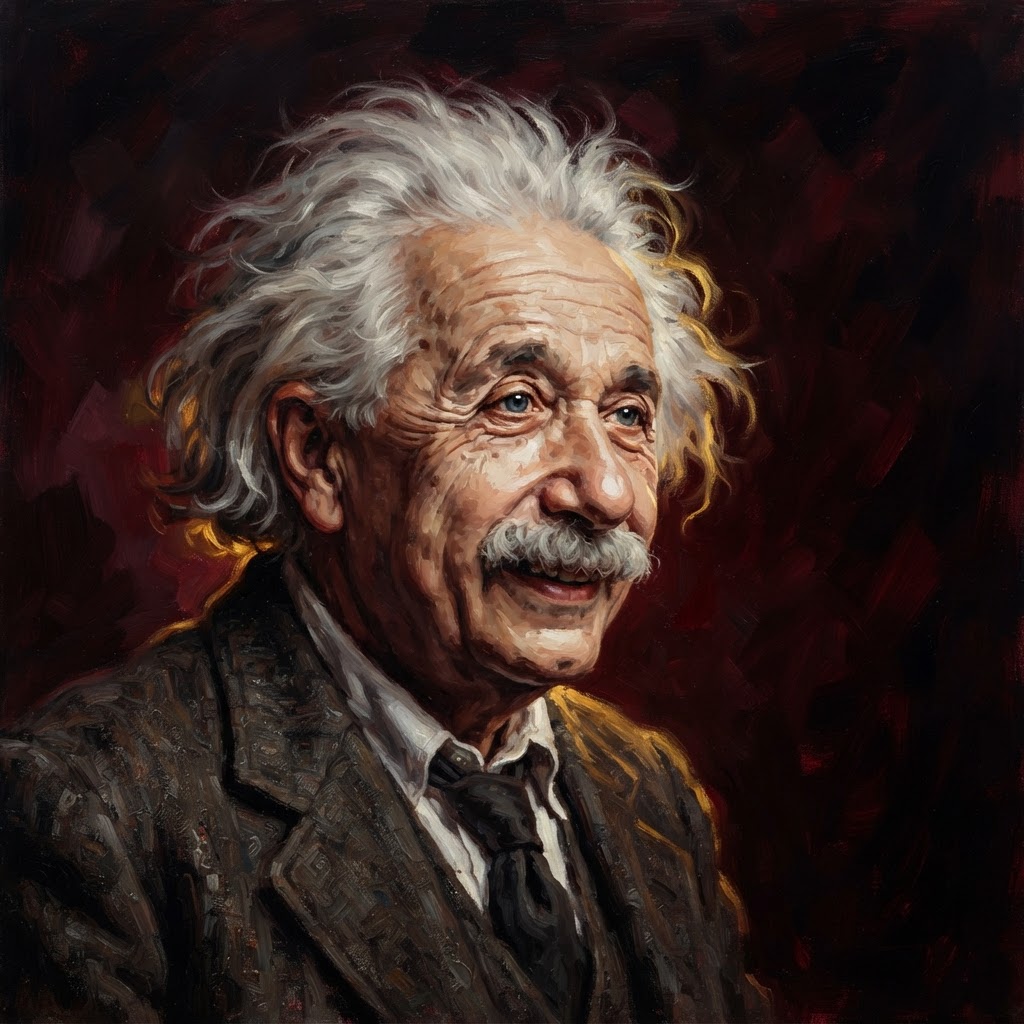 Illustrated portrait of Albert Einstein